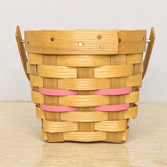 Vintage Peterboro Pretty In Pink  Gingham Liner Woven Small Feminine Basket - Picture 6 of 15